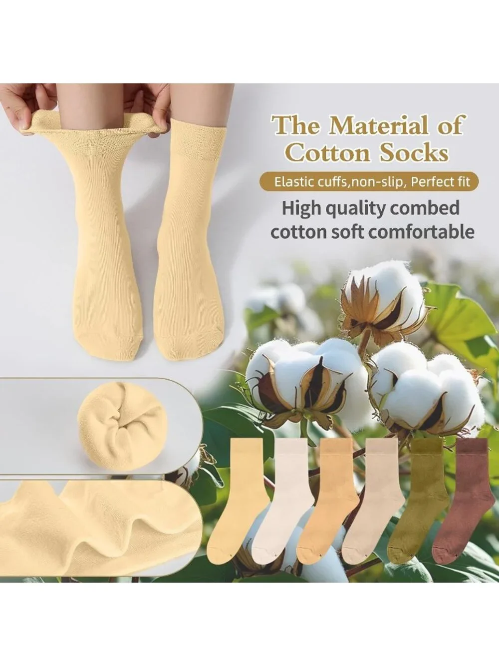 🧦Women's Fresh Colour 6 Pairs Thin Above Ankle Socks Cotton Crew Socks